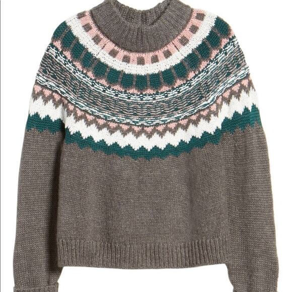 Caslon Gray Chunky Knit Jacquard Sweater Size Small NWT - Picture 4 of 8